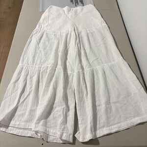 Siam Boutique White 100% Cotton Tiered Wide Leg Boho Gauze Pants Womens Small